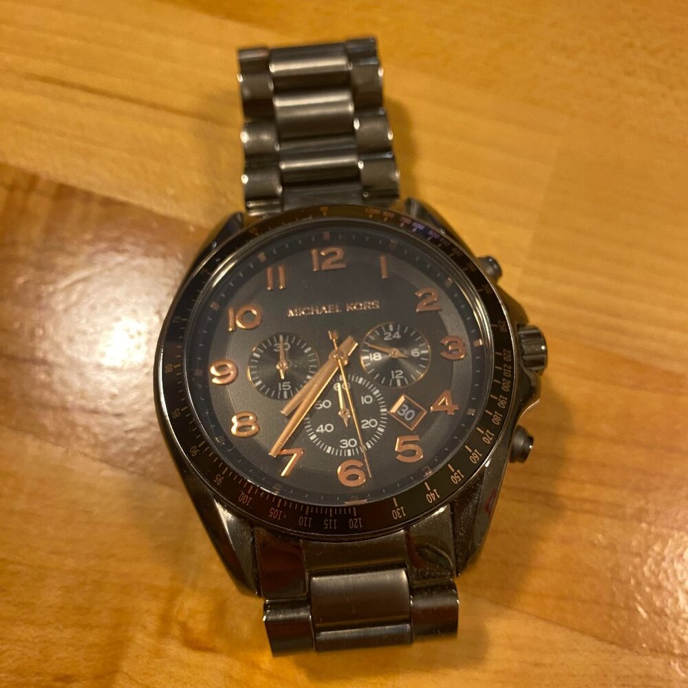 Men's Michael Kors Gun Metal And Rose Gold Watch MK8255 (Retail is $250)